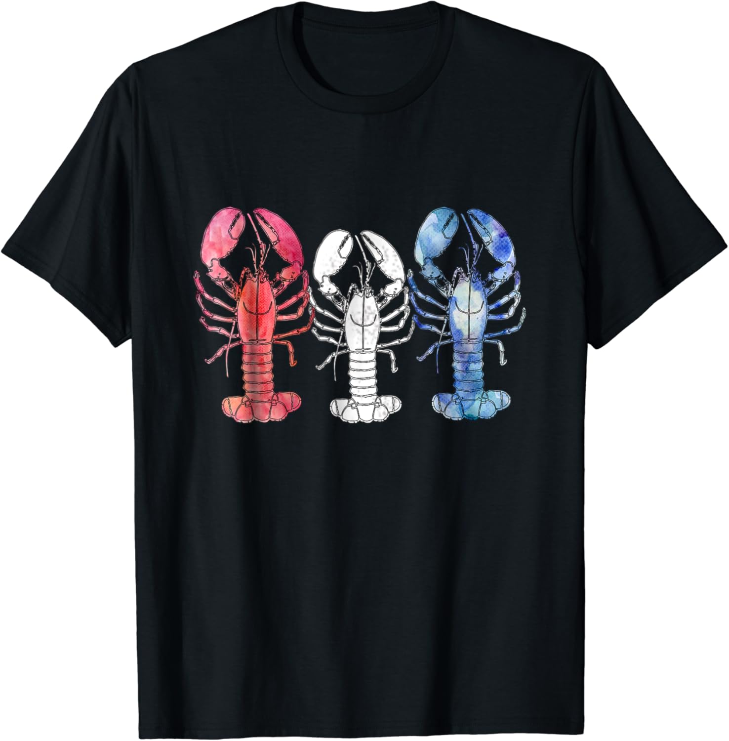 Mens Patriotic Lobster TShirt for Men with Three Lobsters